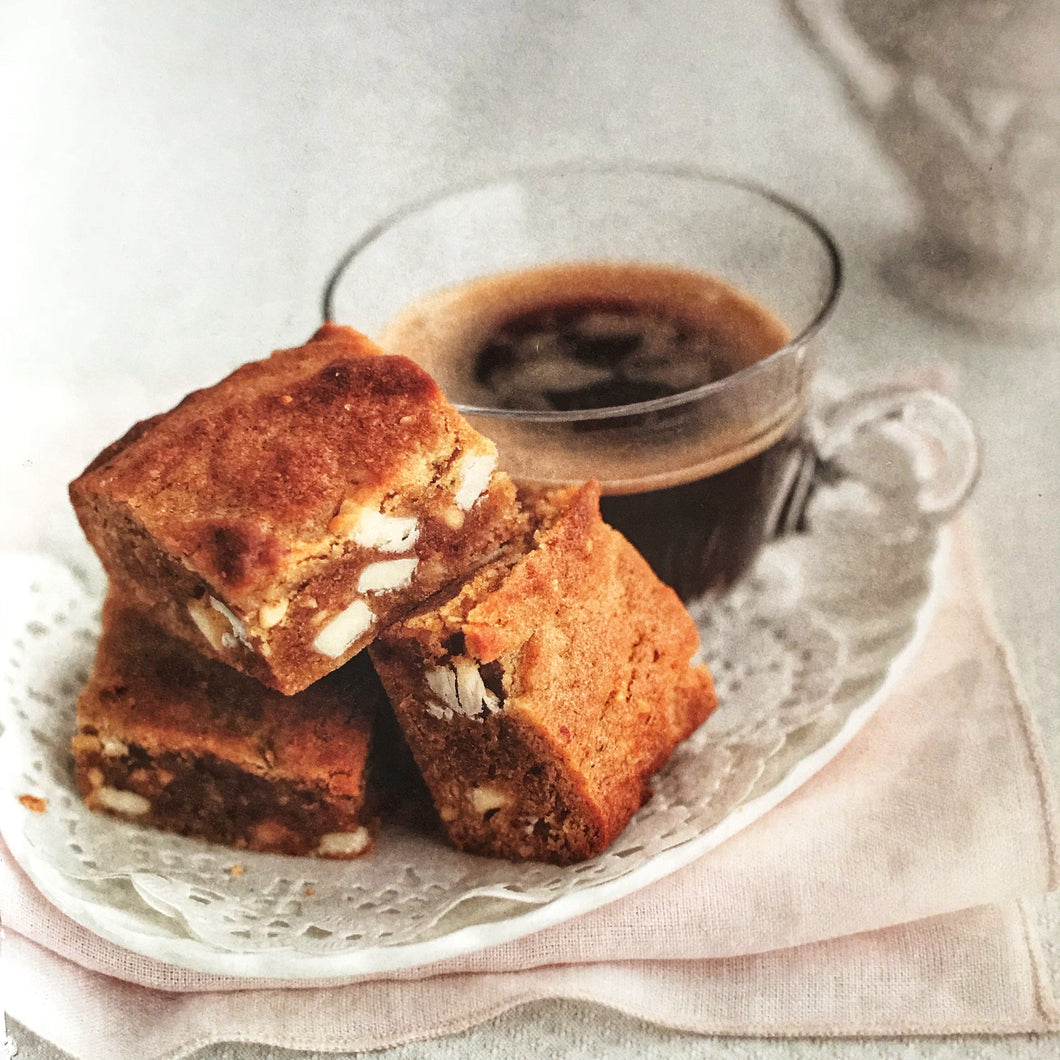 Gluten, Wheat and Dairy Free Peanut Butter and White Chocolate Blondies - Julia + son