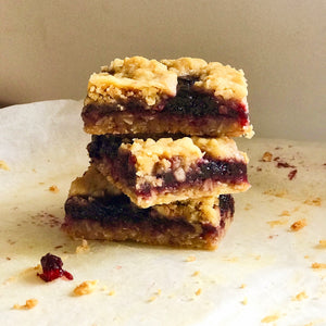 Vegan and Gluten Free Peanut Butter + Blackcurrant Bars - Julia + son